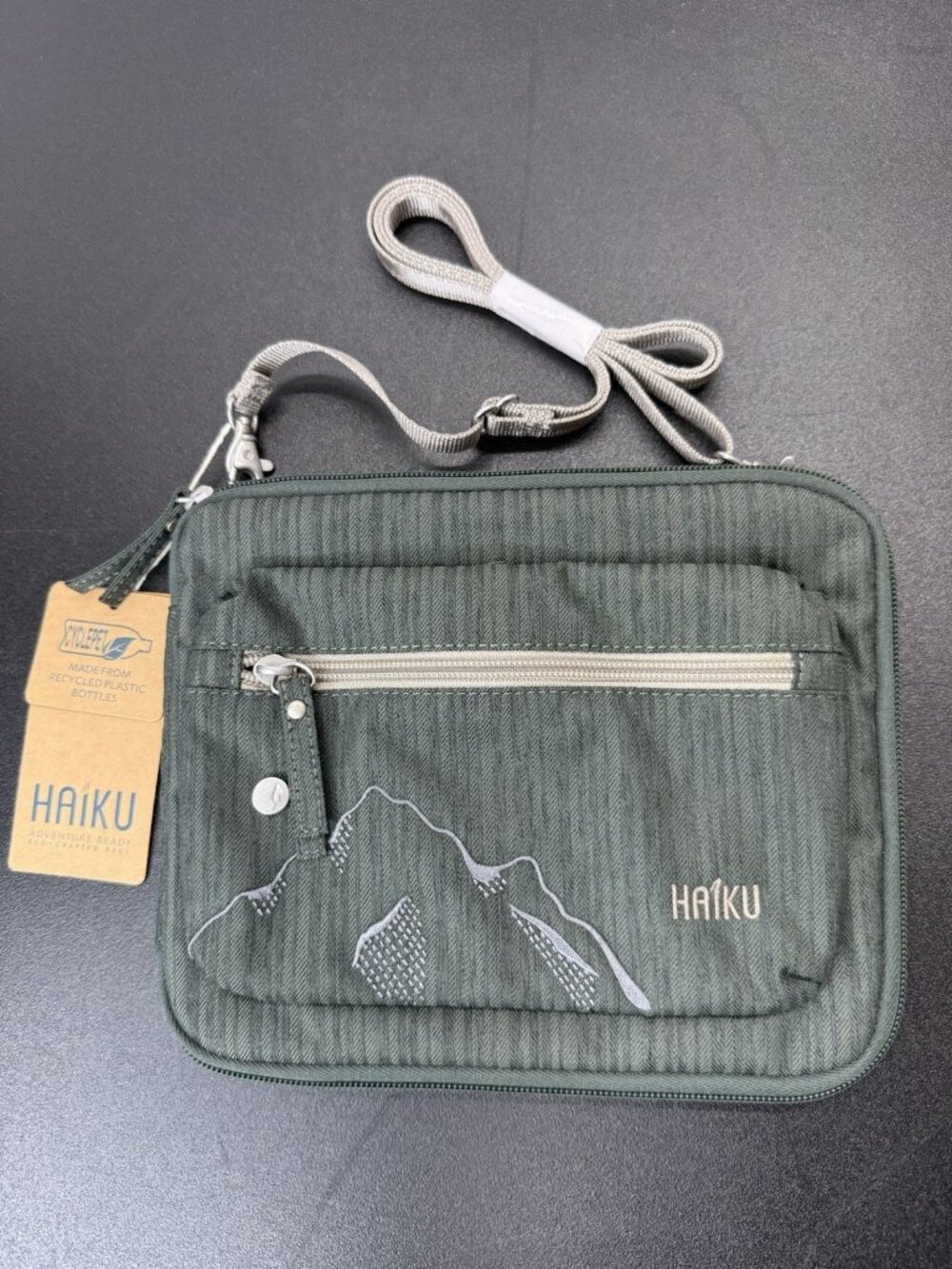 Haiku Aspire Folio Reversible Organizer Crossbody Bag Green/Gray Small Women